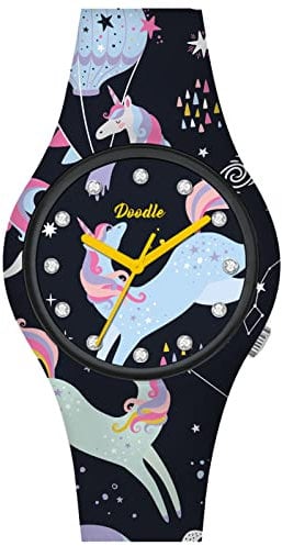 Doodle Watch Damenuhr Graphics Mood Einhorn mit Silikonband 35 MM DO35025