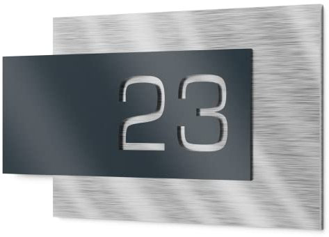 Graviers Design Targhetta numero civico in acciaio inox V2A 200 x 110 mm colore antracite RAL 7016 resistente alle intemperie antiruggine personalizzabile secondo il proprio numero Made in Germany