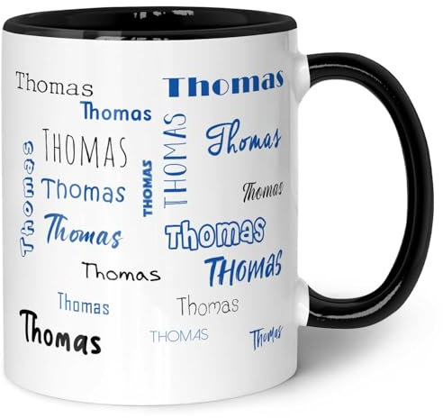 Bedruckte Tasse mit Namen in verschiedenen Schriftarten - Lustige Geschenke - Geschenk Mama Papa Freunde Geburtstag Muttertag Vatertag Valentinstag Weihnachten - Männer & Frauen - Farbe Schwarz & Weiß