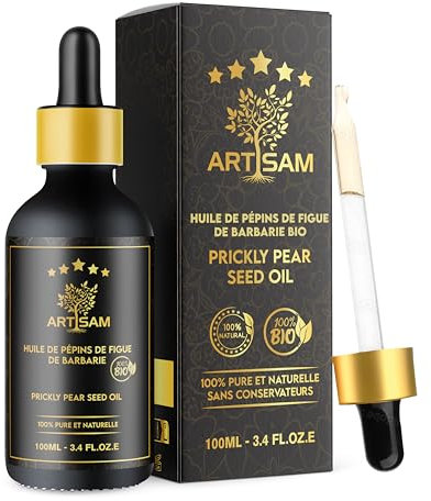 MEILLEURE HUILE ANTI-AGE HUILE DE PÉPINS DE FIGUE DE BARBARIE BIO - Top 1 des soins anti-rides anti-cernes - Pressé à froid Certifiée 100% Bio Pure et Naturelle - Extra Vierge 100 mL Vegan