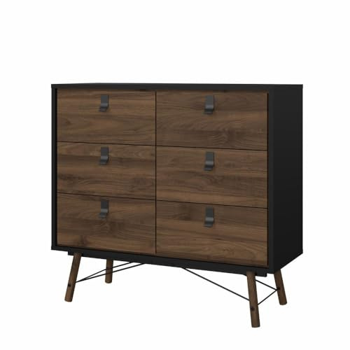 Ry Commode double 6 tiroirs Noyer/noir