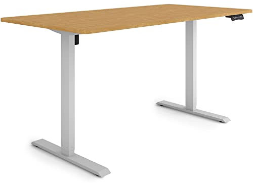 ESMART Germany ETX-121GBA 160x80cm Bambus Dekor Ergonomischer Steh-Sitz-Schreibtisch Stufenlos elektrisch höhenverstellbar 73,5-123,5cm 3x Memory Aktivitätserinnerung Soft-Start/Stopp Schnelle Montage