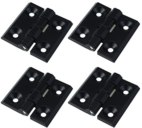 Woogim 4 bisagras negras resistentes para puerta de armario, 2.24 x 2.24 pulgadas, bisagras reforzadas de aleación de aluminio con rodamiento de bolas