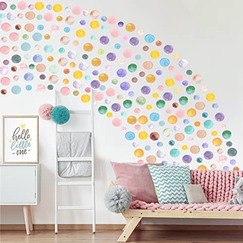 Tarklanda 288 Stück Wandtattoo Punkte Aquarell Polka Dots Wandaufkleber Selbstklebend Kreise Wandtattoo Kinderzimmer Punkte Wandsticker für Mädchen Junge Schlafzimmer Babyzimmer Kinder