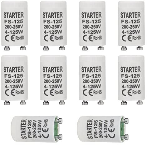BlueXP 10 Stück Starter für Leuchtstoffröhren 4-125 Watt Starter Longlife 220-240V Starter für Fuoreszierendes Licht Leuchtstofflampe