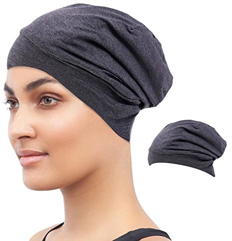 AYNKH Satingefütterte Schlafmütze, weicher Stoff, Kopftuch, lässige Beanie, Schlafmütze für Damen, Grau, grau