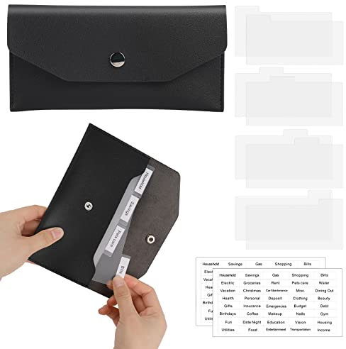Budget Planner Budget Binder, Budget Planner Geldumschläge, Budgetplaner mit Bargeldumschlägen Budgetmappe Budgetbinder Geldbörse PU-Leder mit Laschenaufklebern und Trennwänden (11 Stück)
