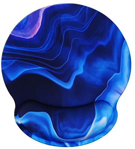 Hosimoln Tapis de repose-poignet,tapis de souris ergonomique avec mousse à mémoire de forme,tapis de support de poignet de souris en caoutchouc antidérapant pour les jeux de travail 25x23 Bluewave032