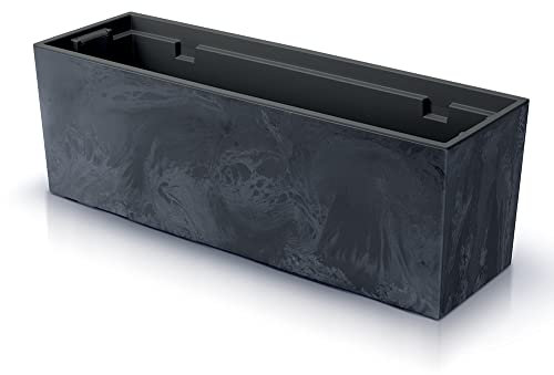Blumenkasten Blumentopf Balkonkasten Pflanzkasten Beton Optik Blumenkübel 77cm Urbi Beton Effect mit Pflanzeinsatz Höhe 24,5cm (Beton Anthrazit)