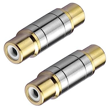 EIGHTNOO Adattatore RCA Femmina, 2 Pezzi Placcati Oro 24K Connettore Audio Accoppiatore per Prolungare Cavi Audio e Video