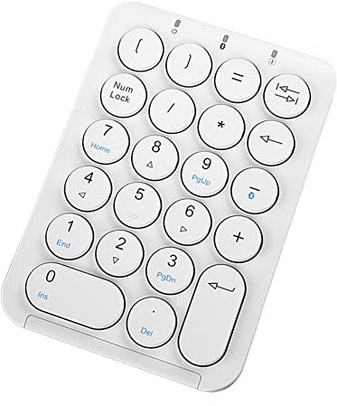 FUWIND Pavé NuméRique Bluetooth NuméRique Touches Rondes Pavé NuméRique 22 Touches NuméRique Rechargeable (Blanc)