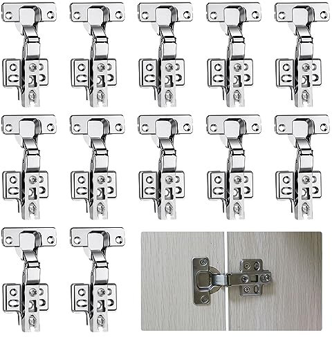 12pcs Kitchen Cabinet Hinges with Screws, Cupboard Door Hinges Kitchen Cupboard Hinges Wardrobe for Doors