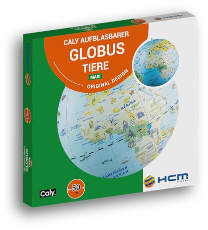 HCM Kinzel - Aufblasbarer Caly Globus - Tiere Maxi - Spielerisch die Welt erkunden - Grün - 50 cm Umfang