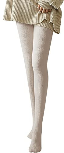 Générique Collant Chaud Femme Hiver Couleur Unie Confort Slim Collants Peluche Leggings élasticité Legging Collant Extensibles Legging Torsadé Tricoté