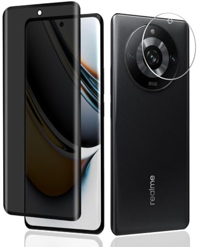 Teenrpov 1+1 Piezas Privacidad Protector de Pantalla para Realme 11 Pro / 11 Pro+ 5G, Realme 11 Pro Anti-Espía Cristal Templado + Protector de Lente cámara, 9H Vidrio Templado para Realme 11 Pro