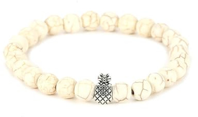 Bishilin Männer Armbänder Charms 19CM, Perlenarmband Herren 8MM Steine mit Ananas Chakra Armbänder Personalisiert