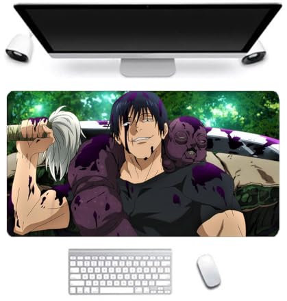 Xinchangda Toji Fushiguro Tapis de souris Anime Dessin animé Megumi Fushiguro Tapis de souris en caoutchouc antidérapant 80 x 30 cm Convient pour ordinateur de bureau PC ordinateur portable bureau