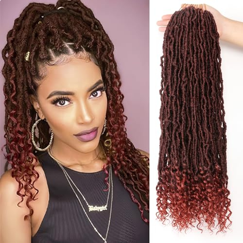 Faux Locs Crochet Hair-Soft Locs Crochet Braids Hair Extensions Goddess Braids Extensions Hair (#T350, 24Inch (Pack of 8) curly end)