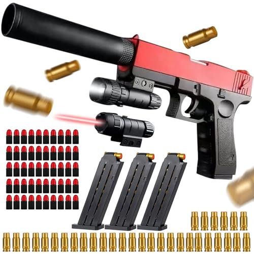 Giocattolo Blaster Proiettile in Schiuma Morbida,Desert Eagle,Pistola giocattolo di schiuma blaster,Pistola Giocattolo con Proiettili Morbidi,Soft Bullet Gun,Toy Gun,Modello di Pistola (rosso)