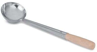 Craft Wok Cucharón Wok pequeño de acero inoxidable tradicional Wok Hoak con mango ergonómico de madera, utensilio de cocina asiático profesional para remover servir / 732W6-1
