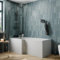 BAYSTONE 1700 x 855mm Left Hand L Shaped Shower Bath Bathtub with Front Panel + Chrome Bath Screen with Rail