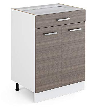 Vicco Unterschrank R-Line, Grau/Weiß, 60 cm mit Schubladen, ohne Arbeitsplatte