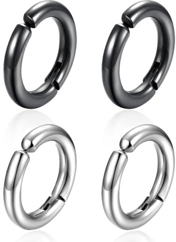 JRYXDS Fausse Boucle d'oreille Homme, 2 Paires Non-Piercing Boucles d'oreille Clip d'oreille Faux Anneaux d'oreille pour Hommes et Femmes, Boucle d'oreille Homme,Clip d'oreille Bijoux Non Piercing