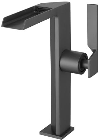 CEZIO XL Robinet mitigeur bec cascade haut et ouvert chrome Gris métal mat