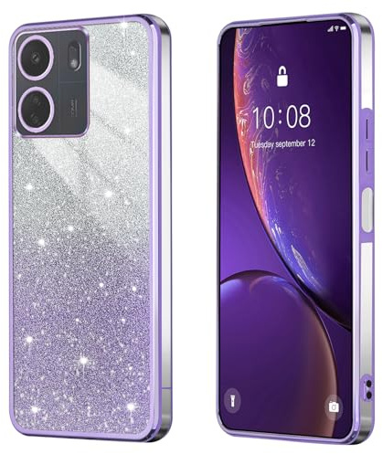 BEEJTUNY Case for Xiaomi Redmi 13C 4G/ Xiaomi Poco C65, Transparent Protective Cover with Gradient Glitter, Soft and Beautiful Bumper Shell, Stylish Shockproof Cover. Purple