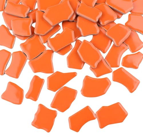 Carreaux de mosaïque en céramique irrégulière, 500 g, 2 à 4 cm, pierres pour bricolage, loisirs créatifs, décoration murale d'intérieur (mandarine)
