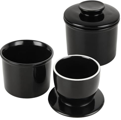 LDXDRU 2 Pack 170g / 6oz Ceramic Butter Crock, Black Butter Dish with Lid, Porcelain French Butter Keeper for Soft Fresh Butter Gift Kitchen