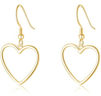 SLUYNZ 925 Sterling Silber 1,8 cm Herz Ohrringe Hängend für Damen süße Liebe Ohrringe (B-Gold)