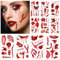 SCIONE 10 Blätter Halloween Tattoos Narben Wunden Tattoo Gesichtstattoo Temporäre Kunstblut Tattoo Aufkleber Halloween Deko Karneval