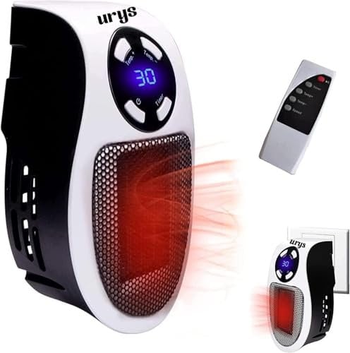 Mini Heater, Adjustable thermostat, 12 Hour Timer & LED Display, 2 Fan Speeds, 2 Year Guarantee, white