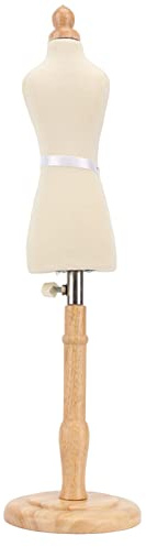 Miniatur Schneiderbüste für Damen auf Holzsockel, 43cm Höhe | Geeignet für Modedesigner, Drapieren von Mode Präsentationsmustern, einfache Montage mit Metallpfostenschrauben
