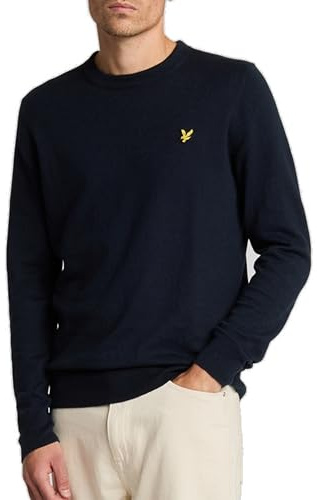 Lyle & Scott Mid Knits Cotton Merino Crew Neck Jumper Z271 Dark Navy, L