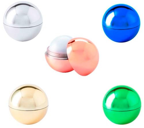 Pack de 20 Bálsamos labiales en forma de esfera. SPF15 hidratante y dermatológicamente testado. Aroma vainilla, 3.8 cm diámetro. Regalo para invitadas a Bodas, Comuniones, Bautizos y fiestas.