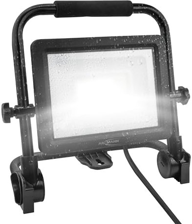 ANSMANN LED Baustrahler, mit Kabel und Schutzkontaktstecker, robust & sehr hell bis zu 5400 Lumen, Arbeitsstrahler mit farbechter Wiedergabe, Schwarz