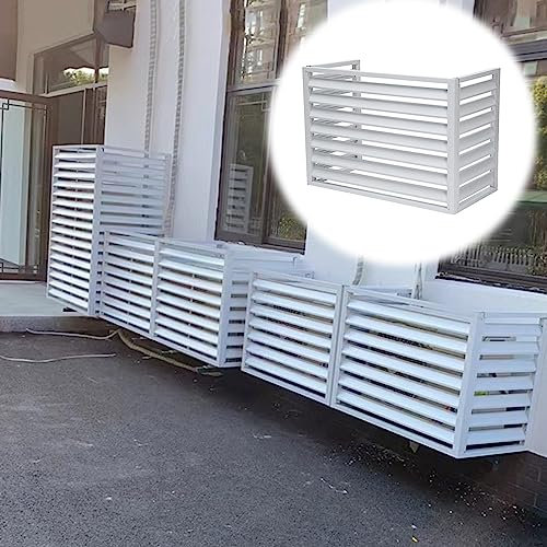 AILZCFX Außenklimaanlagen-Abdeckung, Sichtschutzzaun, Aluminium-Sichtschutz-Ac-Abdeckungen, Pflanzen-Präsentationsregal, Lagerregal, Außenkondensator-Schutzabdeckung, verhindert Blattunkraut, weiß,