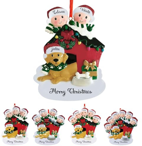 Adornos navideños Personalizados con Nombre 2024 Familia de 3, Adorno navideño Personalizado con Texto Adornos Familiares Personalizados para Decoraciones de árboles de Navidad