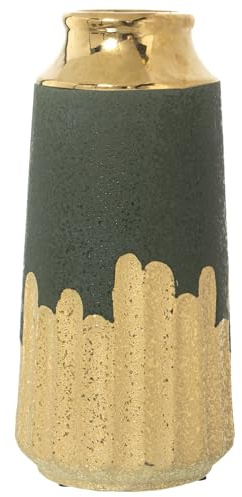 JARRÓN CERÁMICA VERDE/ORO °14X30CM