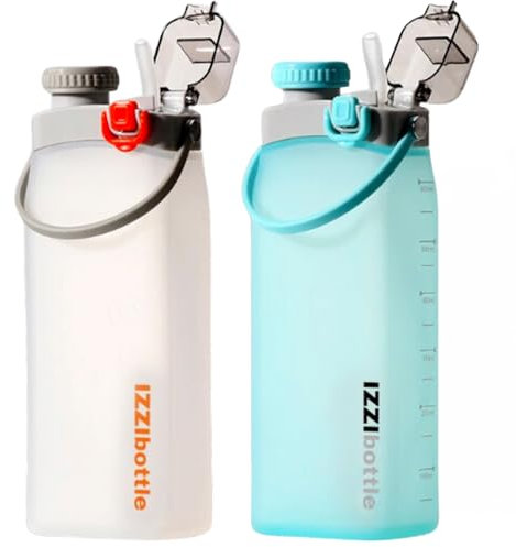 IZZIbottle Botella de Agua Plegable de Silicona 600ml, Sin BPA, Botella agua Gimnasio. Calidad Médica, Estanca, Compacta, Ligera y Reutilizable. Botella niños, Viajes, Senderismo, Camping (WHITE)