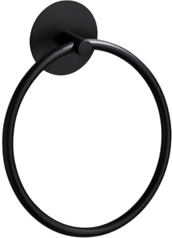 Matt Black Towel Ring, Towel Holder for Bathroom, Bathroom Towel Rack, Adhesive Wall, Mounted Hand Towels Holder, Heavy Duty Modern Holder, Towel Holder Accessory (Black)