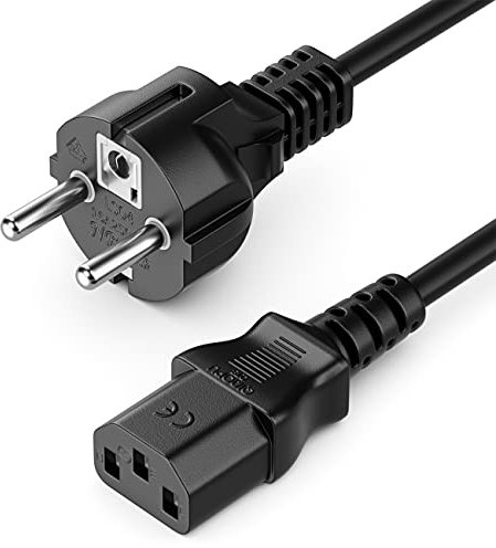 deleyCON 15m Kaltgerätekabel Netzkabel Stromkabel Kaltgeräte Strom Kabel Schutzkontakt Stecker Typ F (CEE 7/4) auf Kaltgerätekupplung C13 Buchse PC Computer Monitor Drucker Beamer - Schwarz
