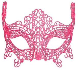 LP Divertissements Lot de 6 - Masque Loup Neon Fluo Rose en Dentelle Luxe