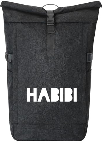 Huuraa Kurierrucksack Habibi Schatz Freund 30-44 Liter Black Melange Fairtrade Rolltop Rucksack Geschenkidee