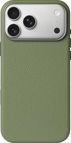 LONLI Urban | Geprägtes Echtleder - Hülle für iPhone 17 Pro aus europäischem Echtleder mit Narbenoptik - [Integrierte Kamera-Steuerung und MagSafe-Kompatibilität] – Grün