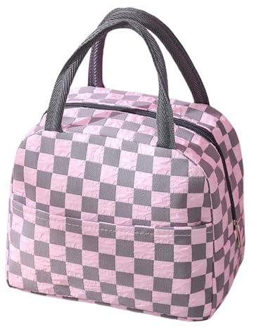 Lonchera térmica impermeable con diseño de rejillas de burbujas, materiales Oxford, espaciosas preparaciones de comidas para viajes al aire libre, picnics aislados con estructura de rejilla de