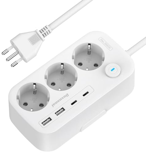 Doxuanai Adapter Italien Steckdose, Reiseadapter Italien mit 3 Fach und 4 USB(2 USB C), Europa/Deutschland auf Italien Stecker, Reisestecker Typ L mit 1,5M für Chile,Uruguay,Äthiopien,Eritrea,Syrien