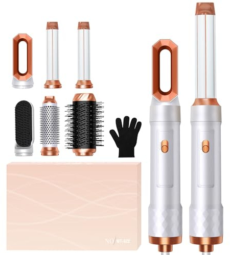 OKWRAP Airbrush Magic Styler Airstyler Set Hair Styler 6 in 1 Hair Dryer Brush with Curl, Straighten, Volumise, Smooth and Hairdryer Brushes for Styling, Hot Hair Styler for All Hair Type/Length